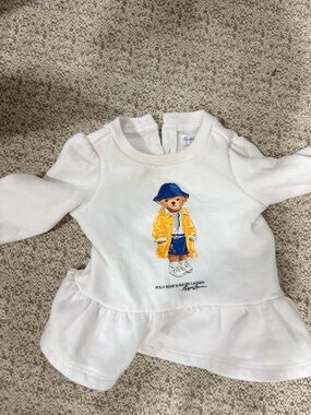 Ralph Lauren White Baby Sweatshirt with Blue Logo
